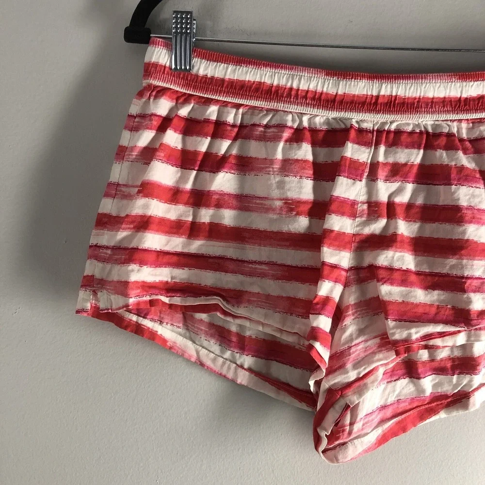 Victoria's Secret Womens Size Medium‎ Pajama Shorts Red Pink Paint Stripes Comfy